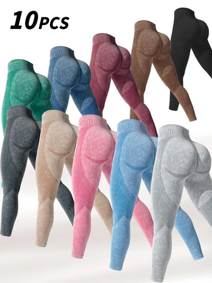 Women'S Solid Sports High Stretch Leggings, Ladies Sportswear, Workout Gym Leggings, Fitness Yoga Pants for Women, Plain Leggings