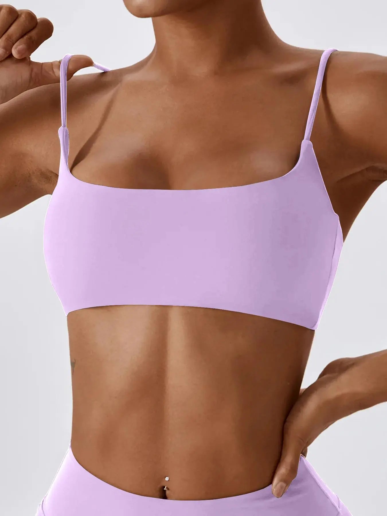 Women'S Solid Wireless Sports Bra, Strappy Workout Bra, Sporty Breathable Comfortable Bra, Ladies Sportswear for Yoga Gym