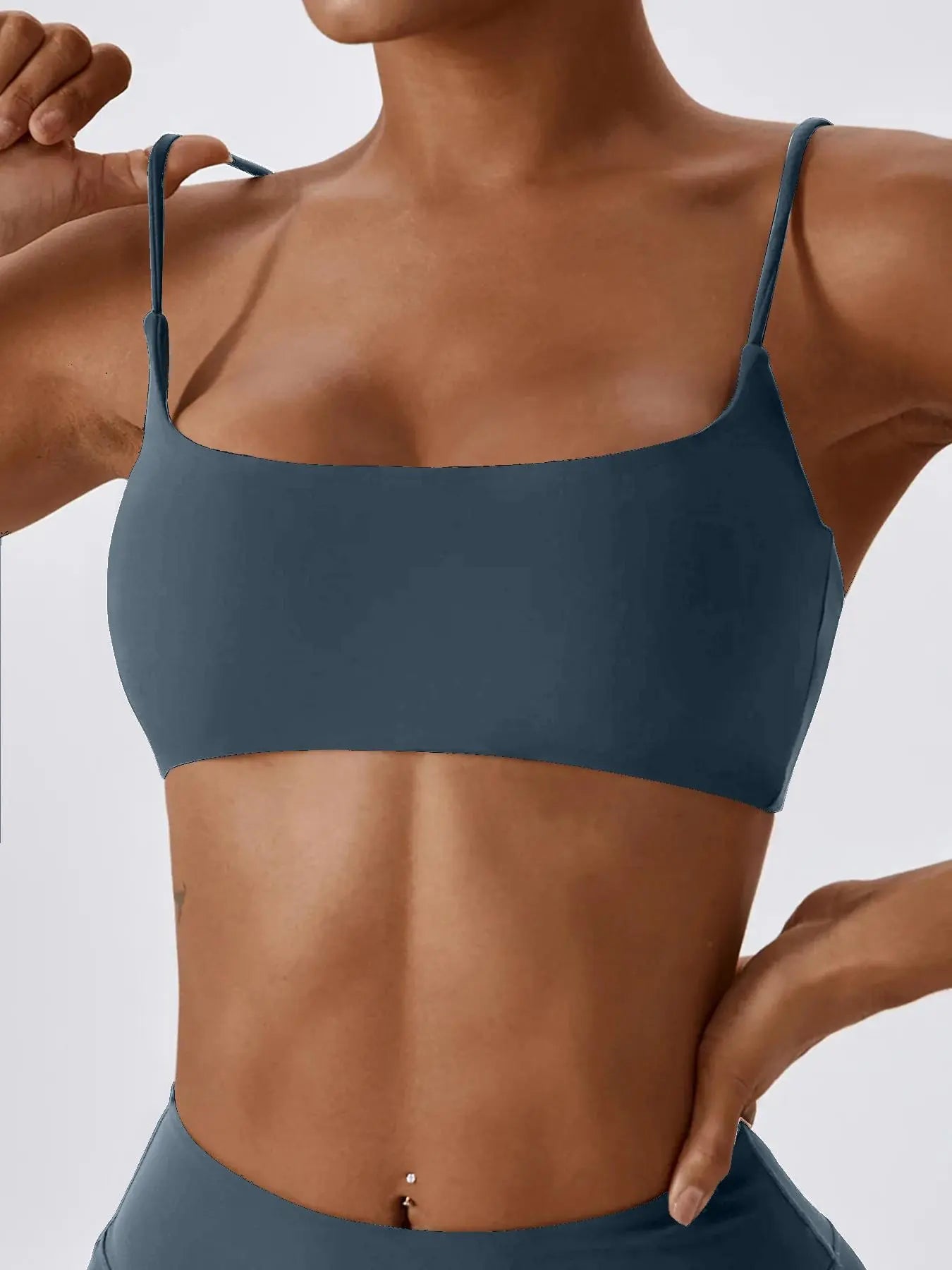 Women'S Solid Wireless Sports Bra, Strappy Workout Bra, Sporty Breathable Comfortable Bra, Ladies Sportswear for Yoga Gym