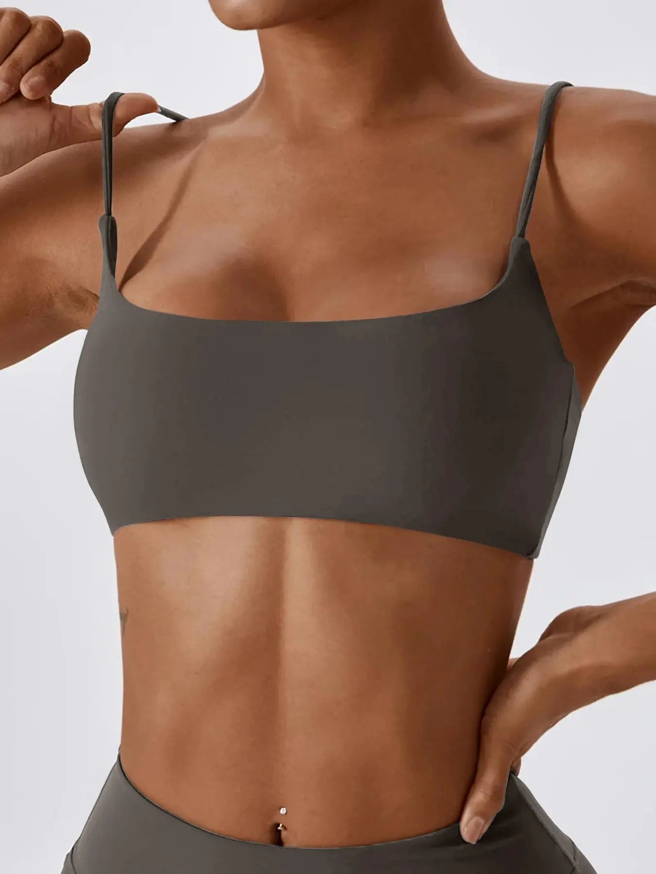 Women'S Solid Wireless Sports Bra, Strappy Workout Bra, Sporty Breathable Comfortable Bra, Ladies Sportswear for Yoga Gym
