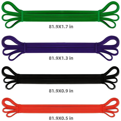 Heavy Duty 4-Piece Exercise Resistance Bands Set for Fitness GYM Powerlift Pull up Assist Durable Latex Bands with Storage Bag and Box Packaged