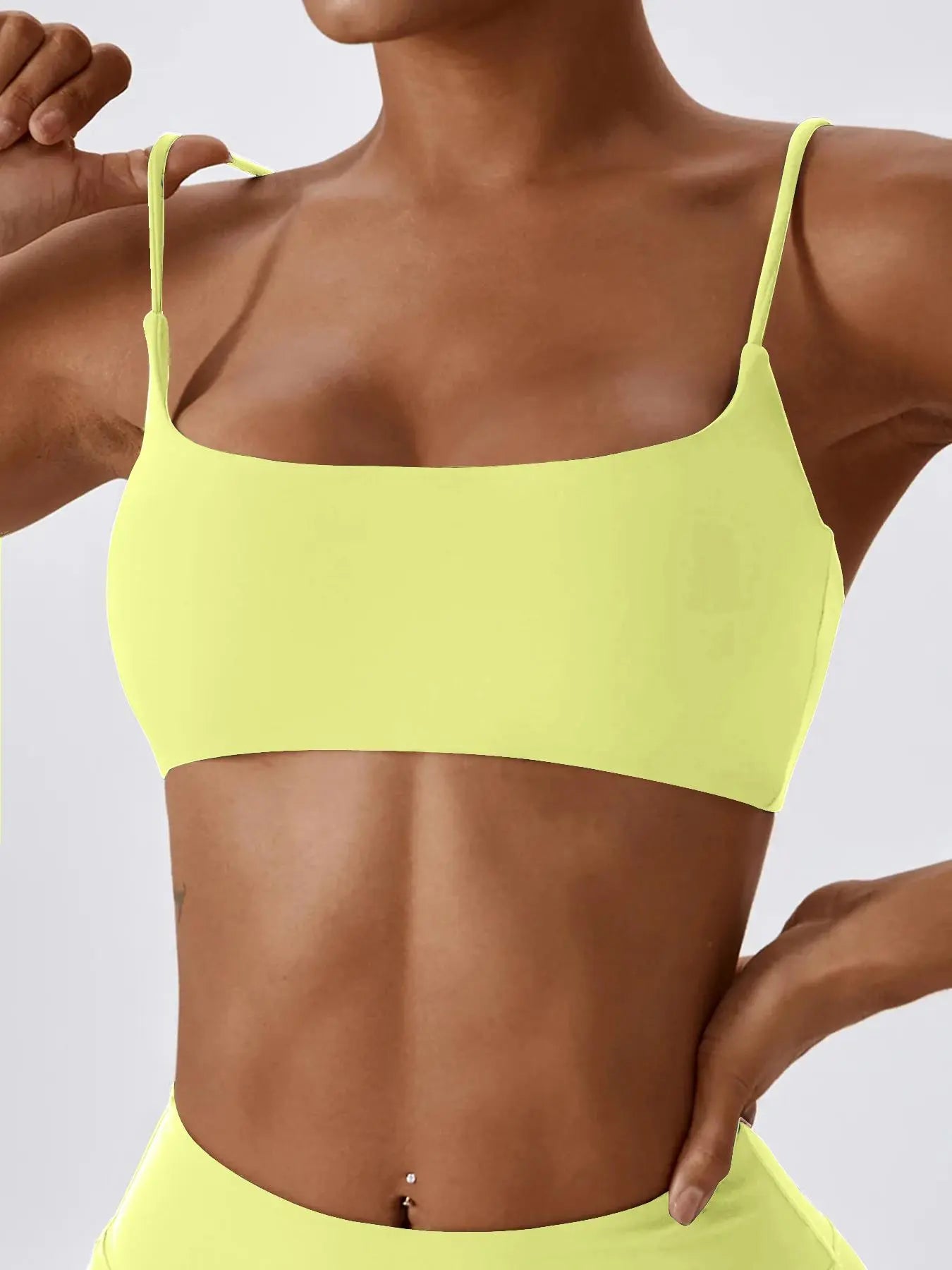 Women'S Solid Wireless Sports Bra, Strappy Workout Bra, Sporty Breathable Comfortable Bra, Ladies Sportswear for Yoga Gym