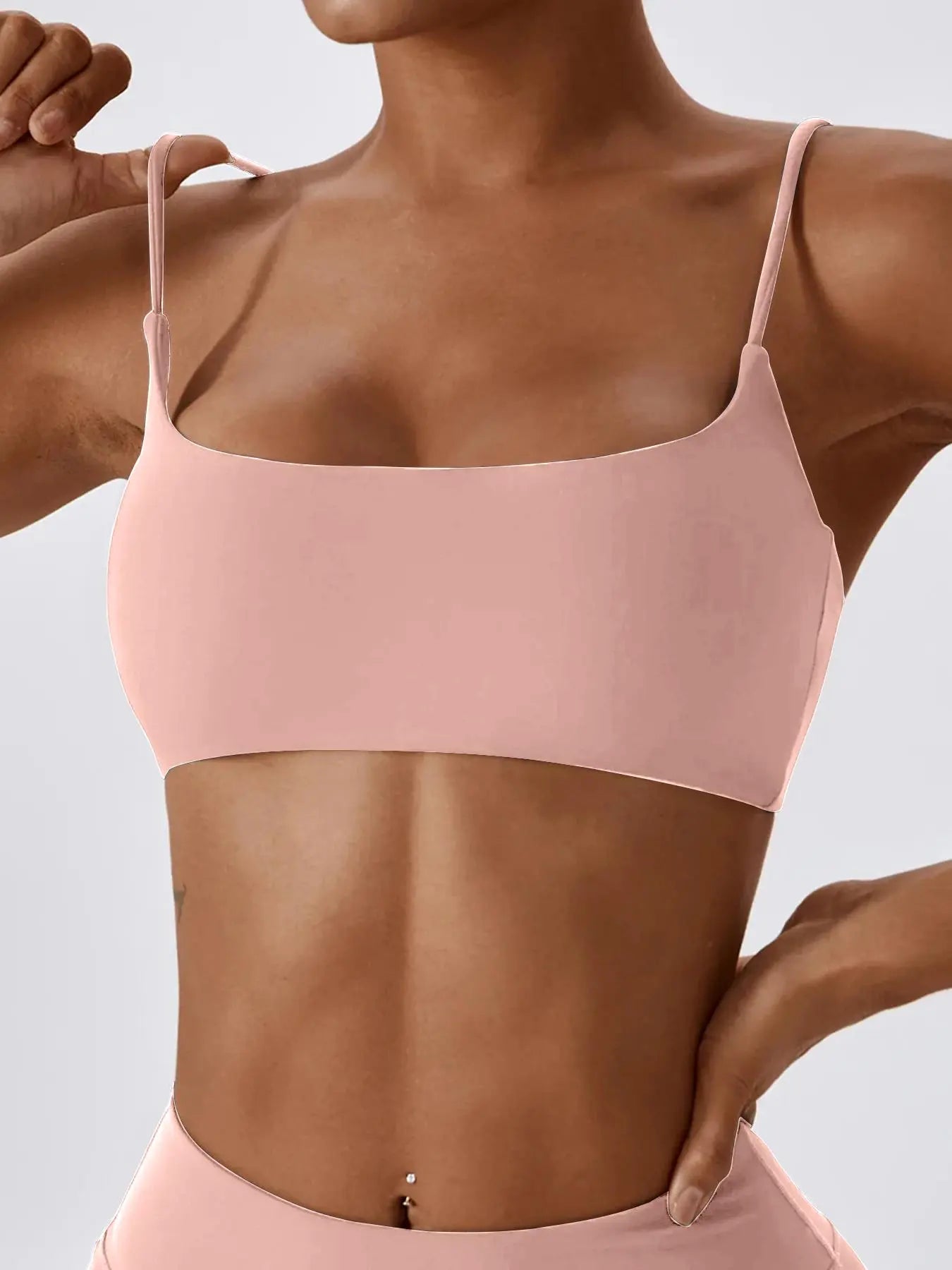 Women'S Solid Wireless Sports Bra, Strappy Workout Bra, Sporty Breathable Comfortable Bra, Ladies Sportswear for Yoga Gym