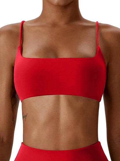 Women'S Solid Wireless Sports Bra, Strappy Workout Bra, Sporty Breathable Comfortable Bra, Ladies Sportswear for Yoga Gym